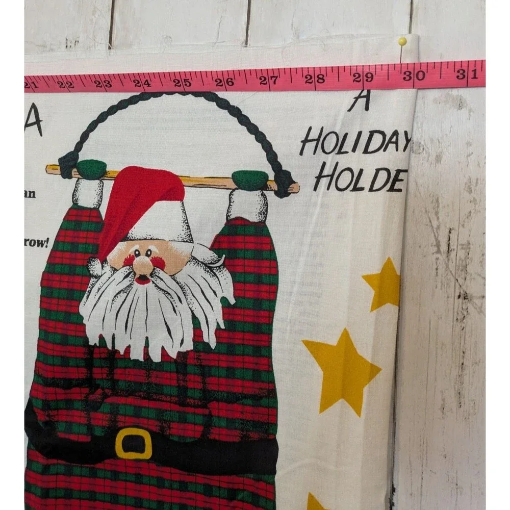 Vintage Springs Industries Swingin Santa Holder Fabric Panel Wall Pocket 36x60